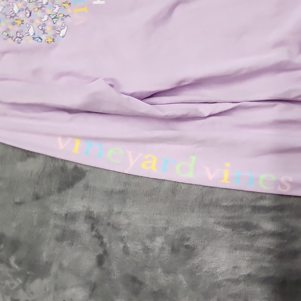 Vineyard Vines Lavender Long Sleeve purple Happy Easter Tee sz Medium - Picture 6 of 10
